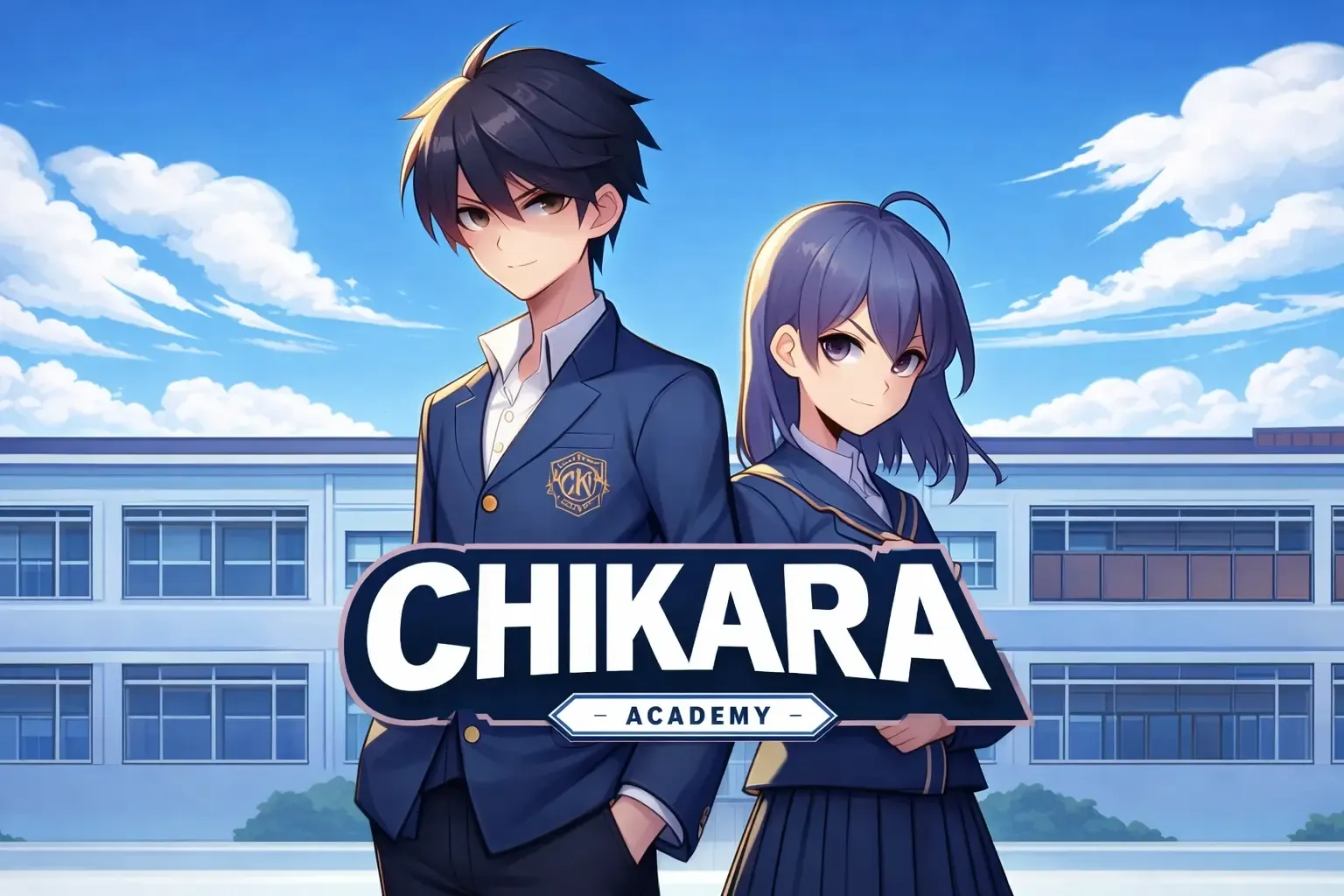 Chikara Academy key art featuring academy students in a modern Tokyo-inspired setting.
